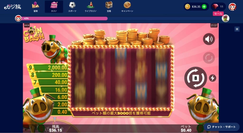 掛け金0.4ドルで4.6ドル当たったので、10倍くらいの当たりです