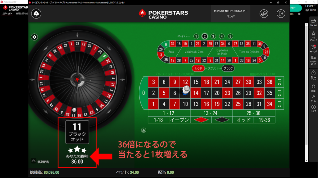 36倍になるので当たると1枚増える