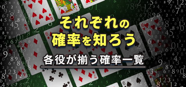 それぞれの確率を知ろう
各役が揃う確率一覧