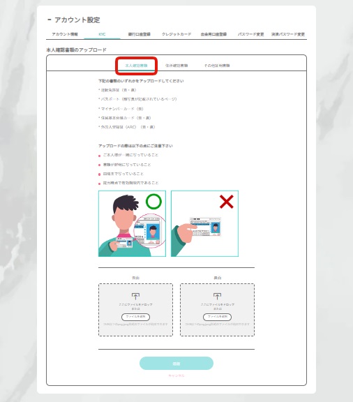 本人確認書類(顔写真付き)の提出