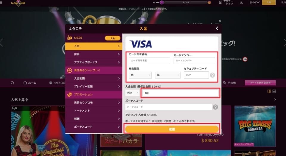 VISA カード利用者名