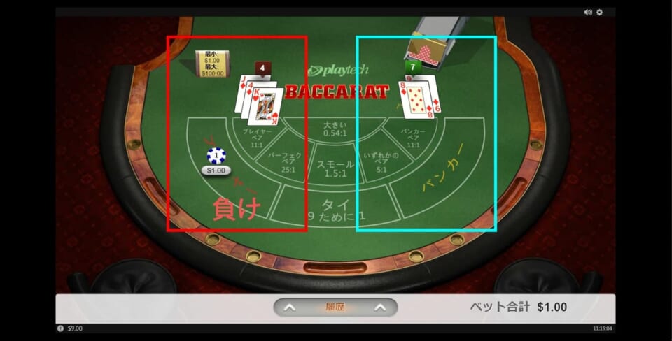 バカラでのパーレー法 1