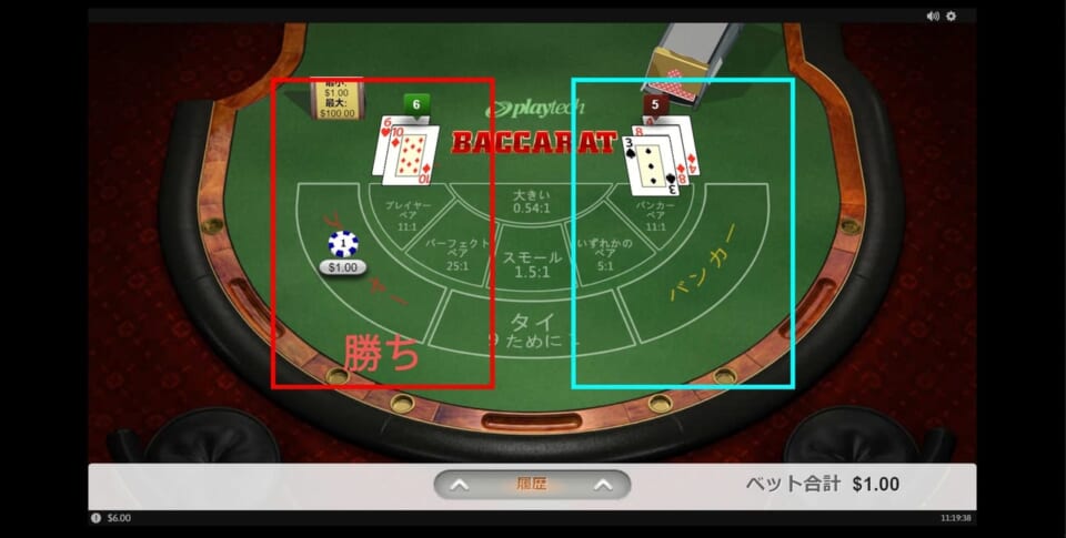 バカラでのパーレー法 4
