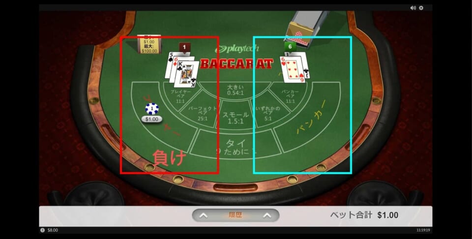 バカラでのパーレー法 2