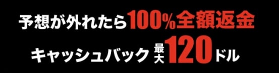 予想が外れたら100%全額返金
キャッシュバック最大120ドル