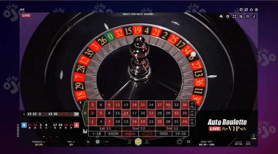 PlayOJO Auto Roulette Live（プレイオジョ・オート・ルーレット・ライブ）