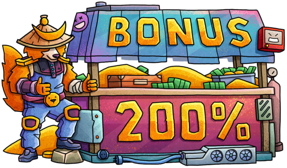 テッドベットカジノの初回入金ボーナス200%(BONUS200%)
