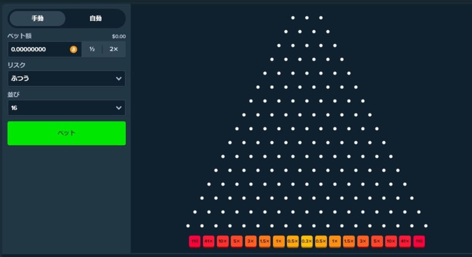 【リスクが高いほど高倍率も!】PLINKO