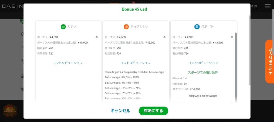Bonus 45 usd