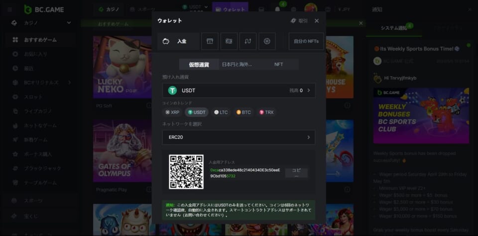BC.GAME(ビーシーゲーム)の入出金に関する口コミ、評判まとめ