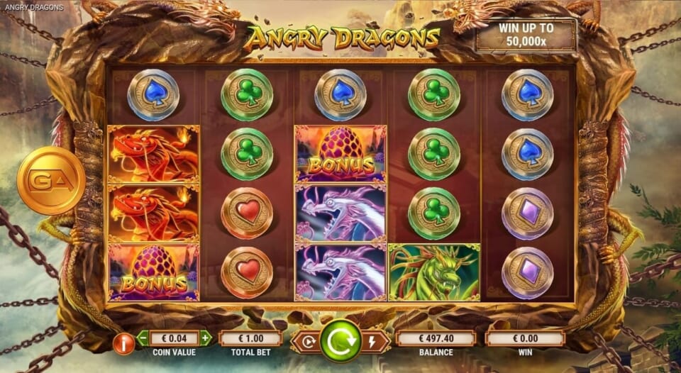 獲得できるマルチプライヤーは最大10倍!「Angry Dragons」