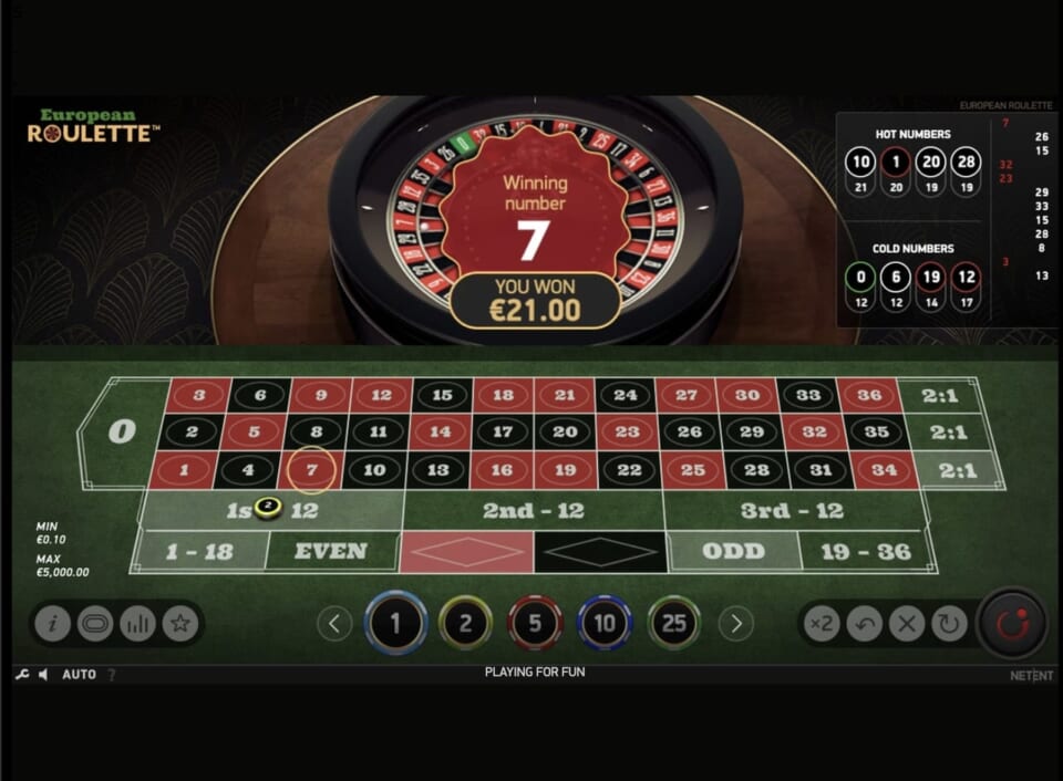 配当21ドルから7ドルのベット額を引いて、「+14ドル」なので、収支は最終的に「+32ドル」