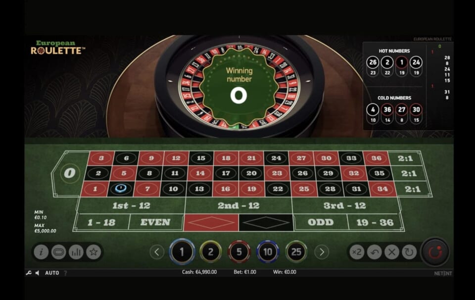 3ゲーム目から表示されたコールドナンバーの1つである「4」に切り替えてベット。