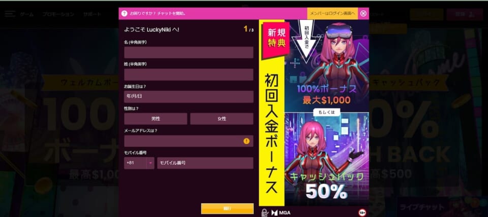 ②入力情報は3ページに分けられているので、それぞれ順に埋めていきます。