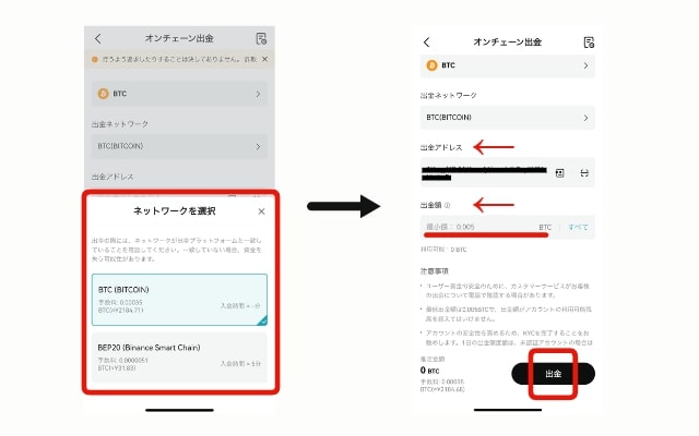 Bitgetのネットワーク選択