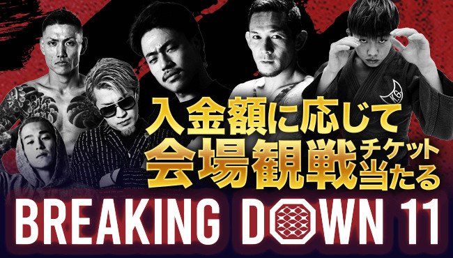 入金額に応じて会場観戦チケと当たる
BREAKING DOWN 11