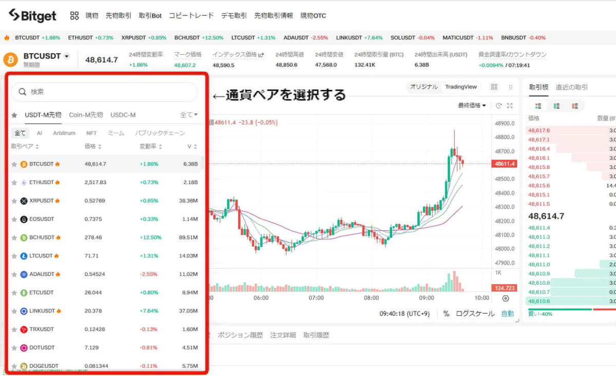 通貨ペアを選択する